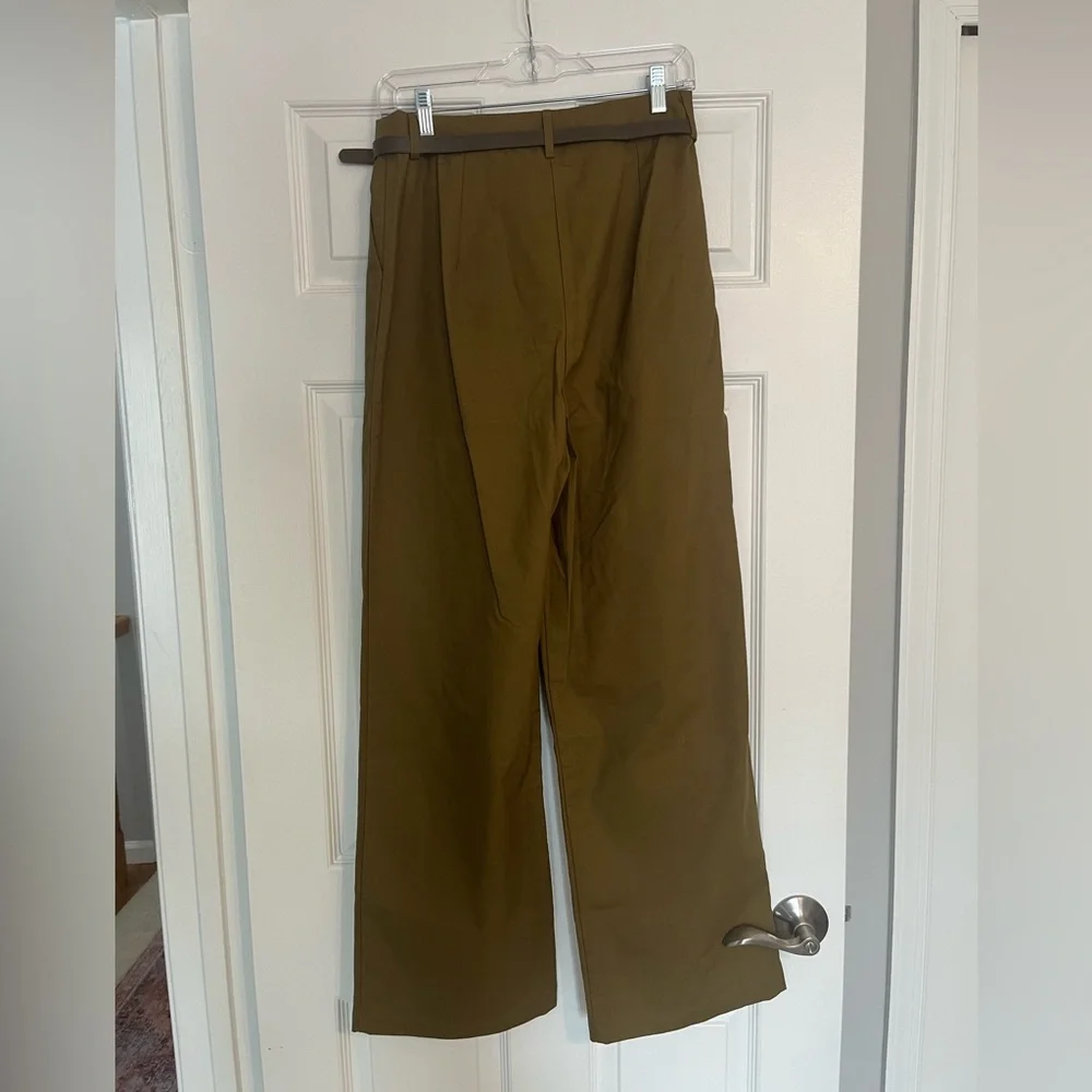 Olive Green High-Waisted Pants - Picture 2 of 6